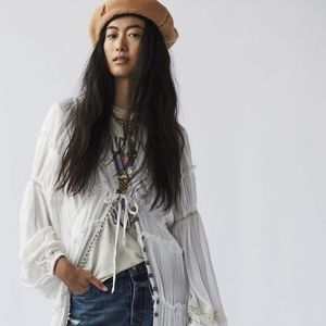 FP white cotton/linen button up tunic